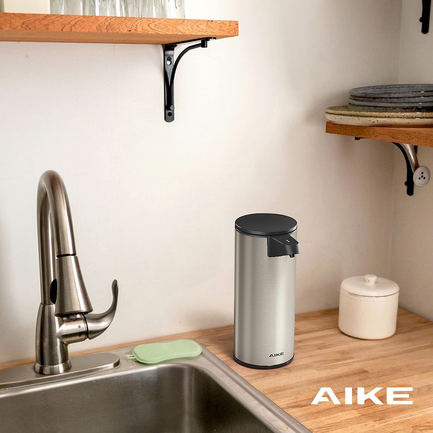 Aike 15 oz. Manual Liquid Soap Dispenser for Kitchen, AK1062, Brushed