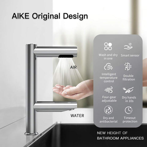 AIKE Air Tap Faucet High-Speed Hand Dryer Wash+Dry, Model AK7130