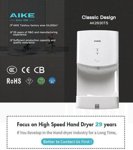 AIKE® Wall Mounted High Speed Automatic Hand Dryer, Model AK2630TS