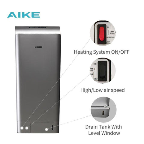 AIKE® Double-Sided Air Jet Hand Dryer High-Imapct ABS Cover, Model AK2030S